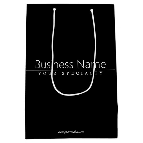 Simple Classy White Text on Black Medium Gift Bag