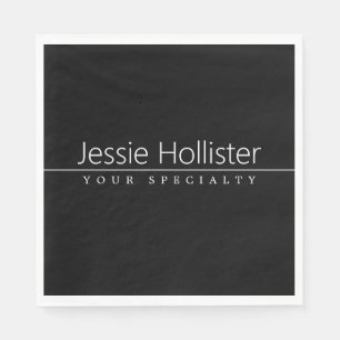 Simple Classy White Text on Black Napkins