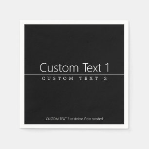 Simple Classy White Text on Black Napkins