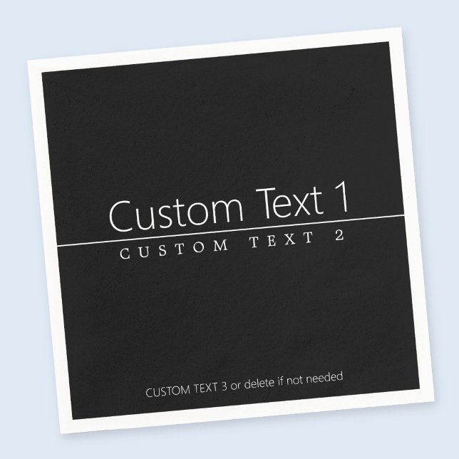 Simple Classy White Text on Black Napkins (Creator Uploaded)