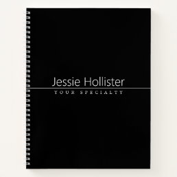 Simple Classy White Text on Black Notebook