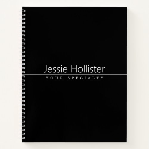 Simple Classy White Text on Black Notebook