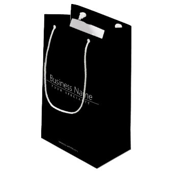 Simple Classy White Text on Black Small Gift Bag | Zazzle