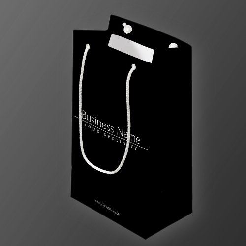 Simple Classy White Text on Black Small Gift Bag