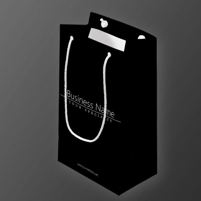 Simple Classy White Text on Black Small Gift Bag (Creator Uploaded)