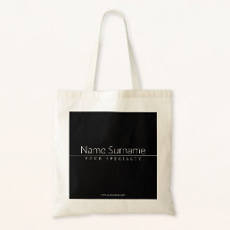 Simple Classy White Text on Black Tote Bag