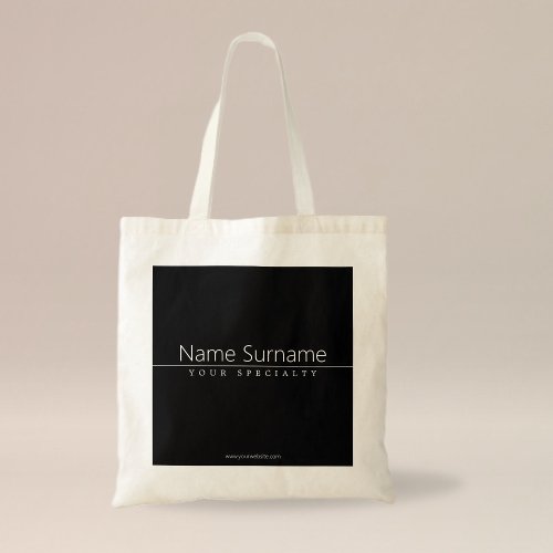 Simple Classy White Text on Black Tote Bag