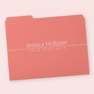 Simple Classy White Text on Coral File Folder