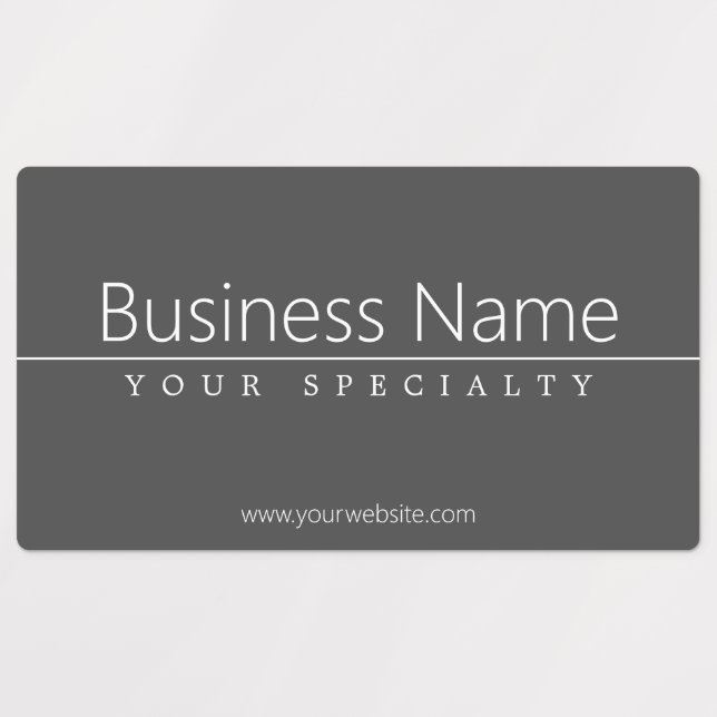 Simple Classy White Text on Grey Waterproof Labels (Design 1)
