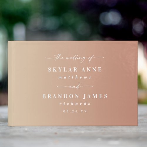 Simple Clay Terra Cotta  Yellow Ombre Wedding Guest Book