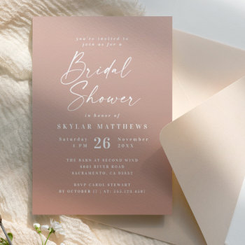 Simple Clay Terracotta & Blush Ombre Bridal Shower Invitation by GraphicBrat at Zazzle