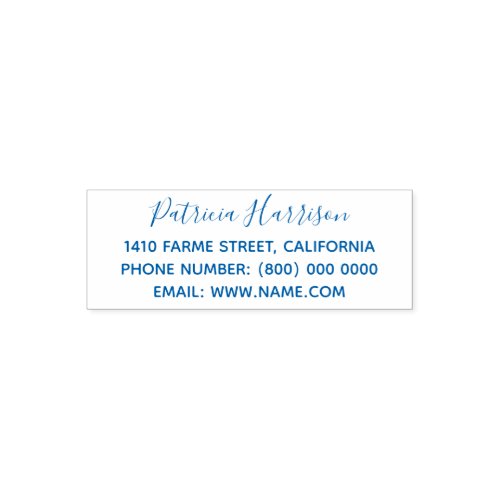 simple  clean address information blue optional self_inking stamp