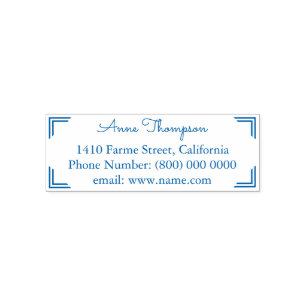 simple & clean address information blue self-inking stamp