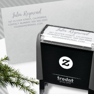 simple & clean address information gray (optional) self-inking stamp