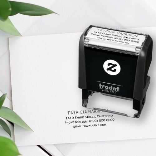 Simple  Clean Address Information Self_inking Stamp