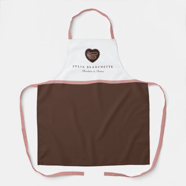 Simple Clean Bakery Brown & Pink Apron (Front)