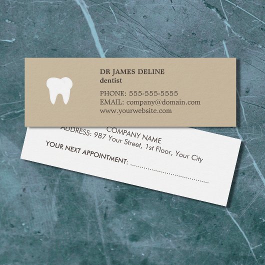 Simple Clean Beige White Dentist Appointment Card