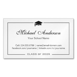 Simple Clean Black and White Graduation Name Card