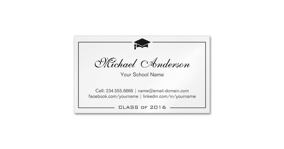 simple clean black and white graduation name card zazzlecom