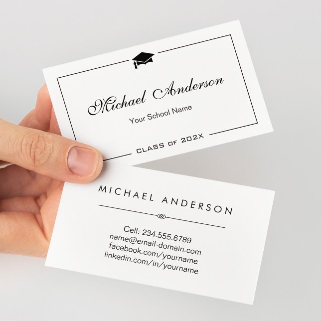 Simple Clean Black and White Graduation Name Card (Creator Uploaded)