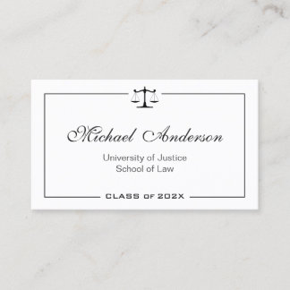 Simple Clean Black and White Law School Student Calling Card