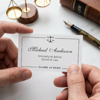 Simple Clean Black and White Law School Student Calling Card
