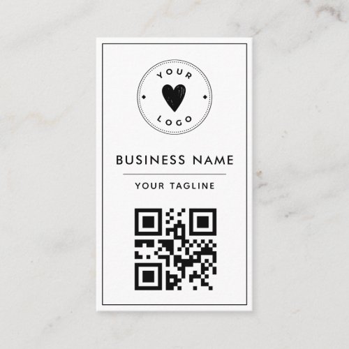 Simple  Clean Black and White QR Code Logo Social Business Card