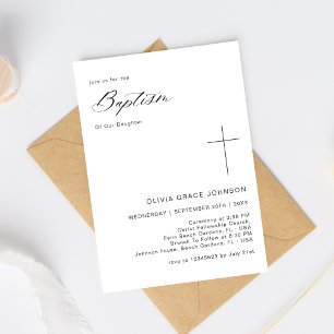 Simple Clean Black & White Gender Neutral Baptism Invitation