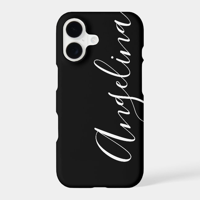 Simple Clean Black White Script Name Iphone Case (Back)
