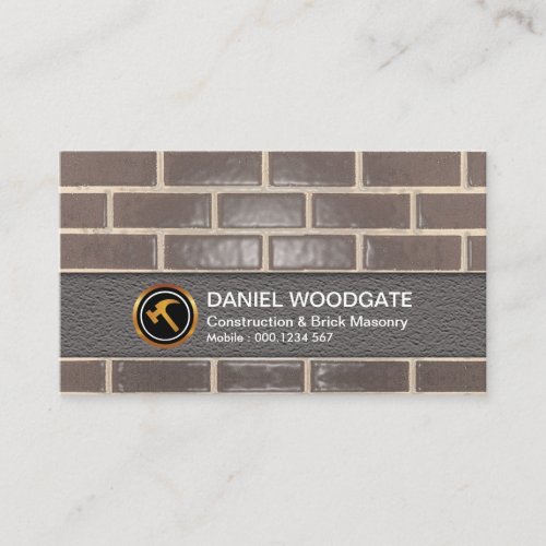 Simple Clean Brick Wall Masonry Construction Business Card