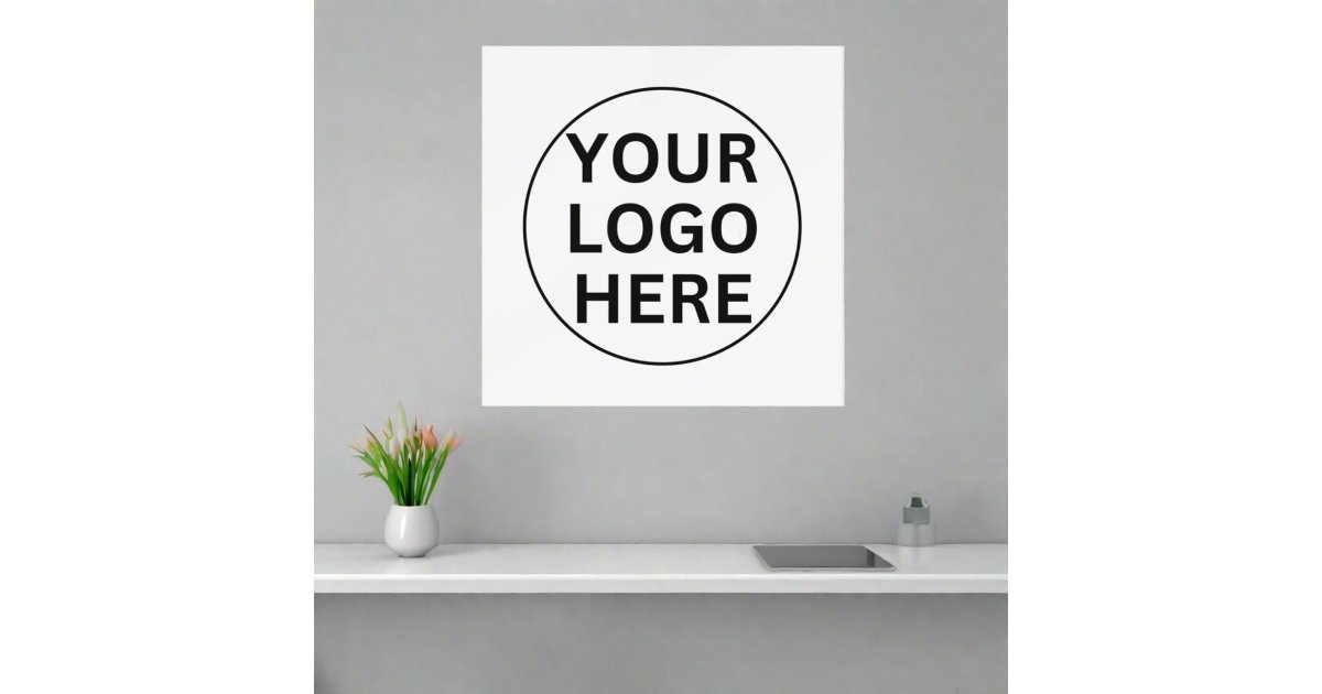 Simple Clean Business Logo Promotional White Wall Decal | Zazzle