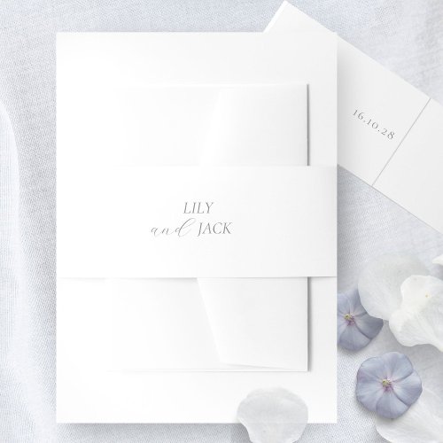 Simple Clean Chic White Hydrangea Wedding Invitation Belly Band