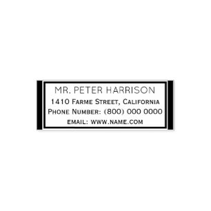 simple & clean classic address information box self-inking stamp