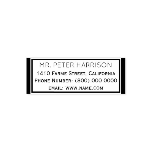 simple  clean classic address information box self_inking stamp