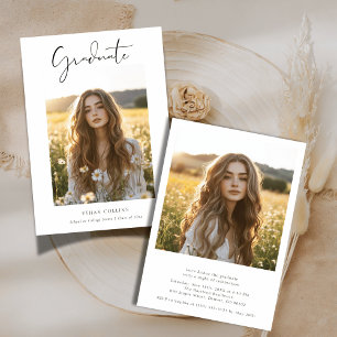 Simple Clean Classic Boho 2 Photo Cheap Graduation Invitation