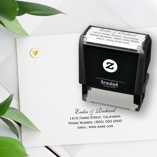 Simple  Clean Couples Address Information Self_inking Stamp