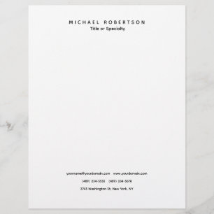 Simple Clean Elegant Modern Minimalist Black White Letterhead