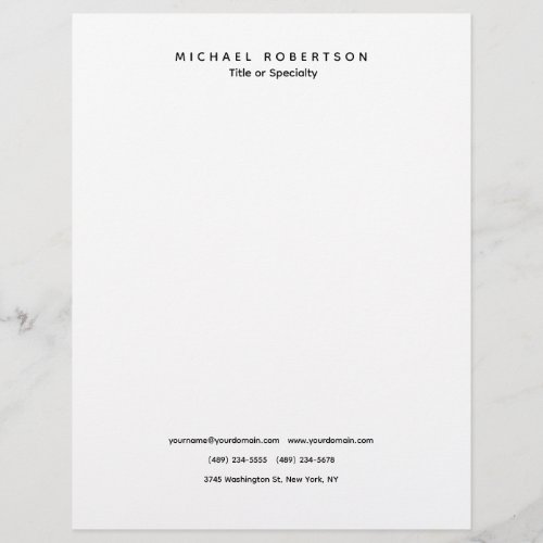 Simple Clean Elegant Modern Minimalist Black White Letterhead