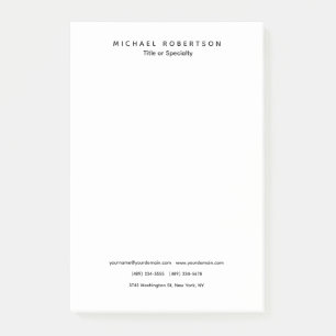 Simple Clean Elegant Modern Minimalist Black White Post-it Notes