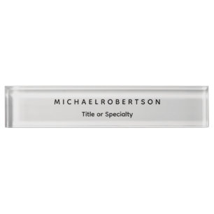 Simple Clean Elegant Modern Minimalist Grey Desk Name Plate