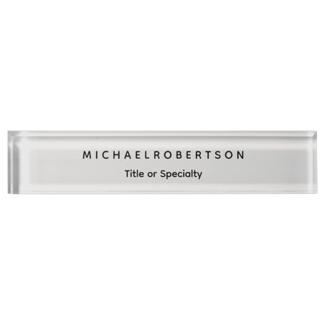 Simple Clean Elegant Modern Minimalist Grey Desk Name Plate (Front)