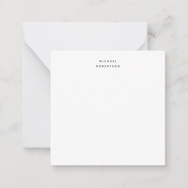 Simple Clean Elegant Modern Minimalist White Note Card (Front)