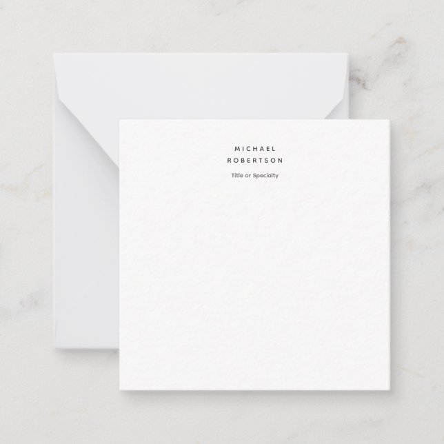 Simple Clean Elegant Modern Minimalist White Note Card (Front)