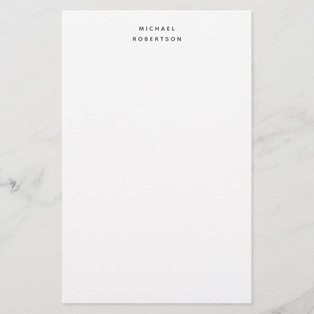 Simple Clean Elegant Modern Minimalist White Stationery (Front)