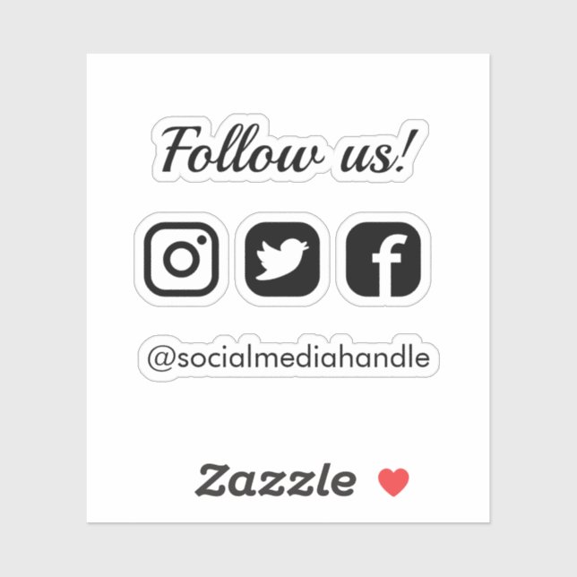 Simple Clean Follow Us Social Media Icons Sticker (Sheet)