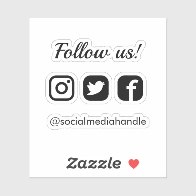 Simple Clean Follow Us Social Media Icons Sticker | Zazzle