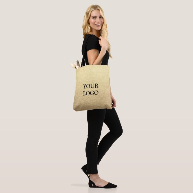 Simple Clean Gold Business Custom Logo  Tote Bag (On Model)