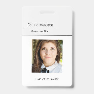 Simple Clean Gray Template Employee Photo Name ID  Badge