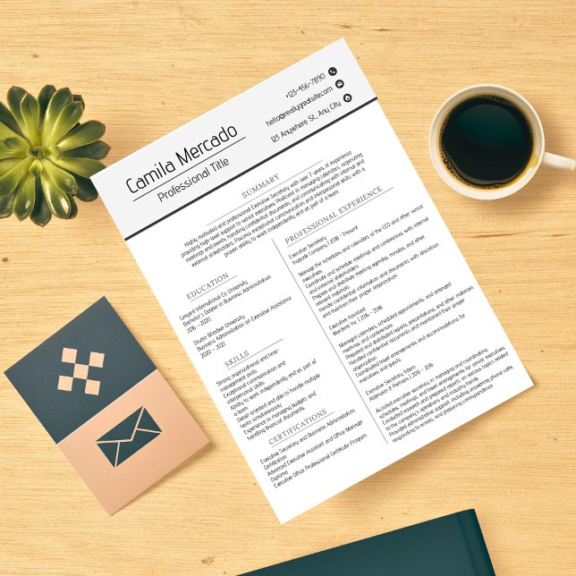 Simple Clean Gray White Executive Resume Template Letterhead (Creator Uploaded)
