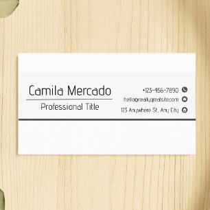 Simple Clean Gray White Executive Template Business Card